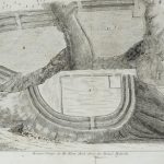 Detail of a black and white line drawing showing the three hillforts of the Avon Gorge